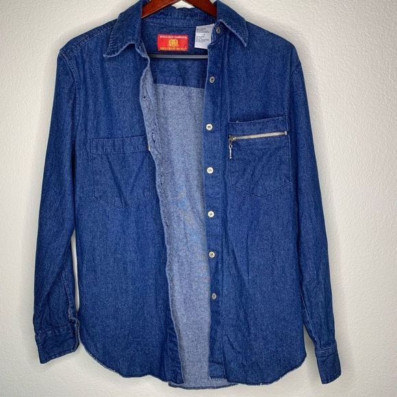 Bugle Boy Company's Women's Blue Vintage Button-Down Long-Sleeve Denim Shirt Siz - Picture 6 of 11